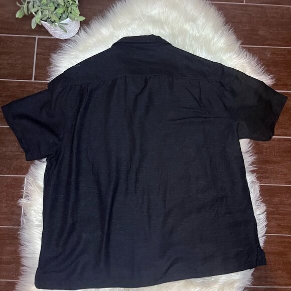 Caribbean Pure Silk black casual button down sz XL - Picture 3 of 5